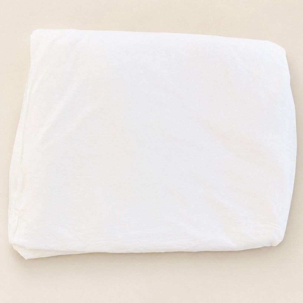 Saatva Organic Cotton Sateen Upper Flex Queen Split Fitted Sheet White GOTS